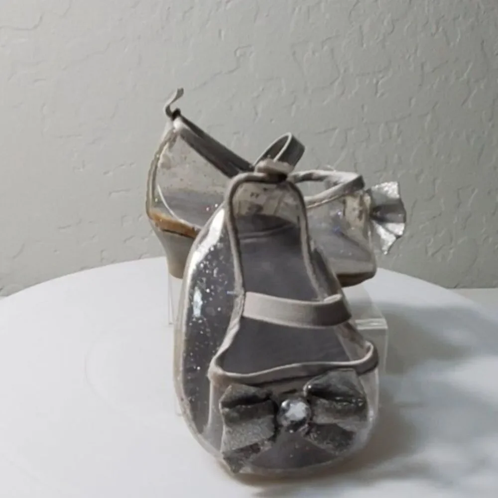 Build A Bear Workshop Silver/Clear Glitter Bow Heels for Baby